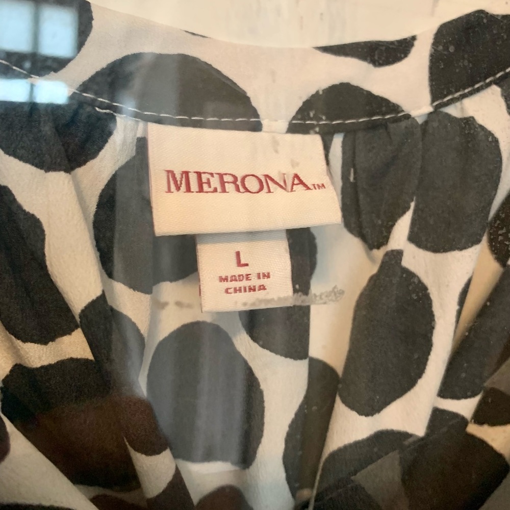 Black white polkadot sleeveless work  blouse Merona - Picture 3 of 5